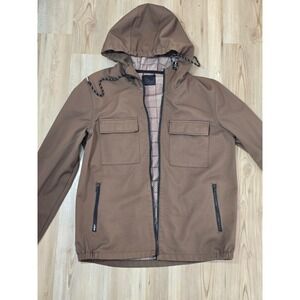 Missing Zip Nomad by Craft Flow Mens Brown Full Zip Hooded Utility Jacket Size M